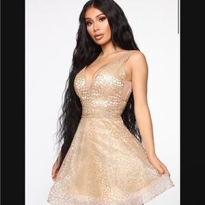Fashion Nova Gold Mini Dress